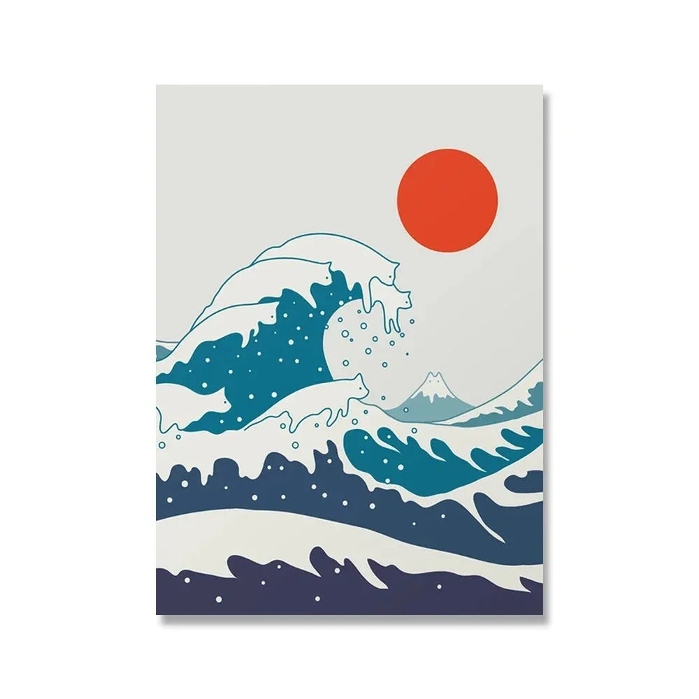Scandinavian Minimalist Cat Canvas Wall Art | Abstract Poster