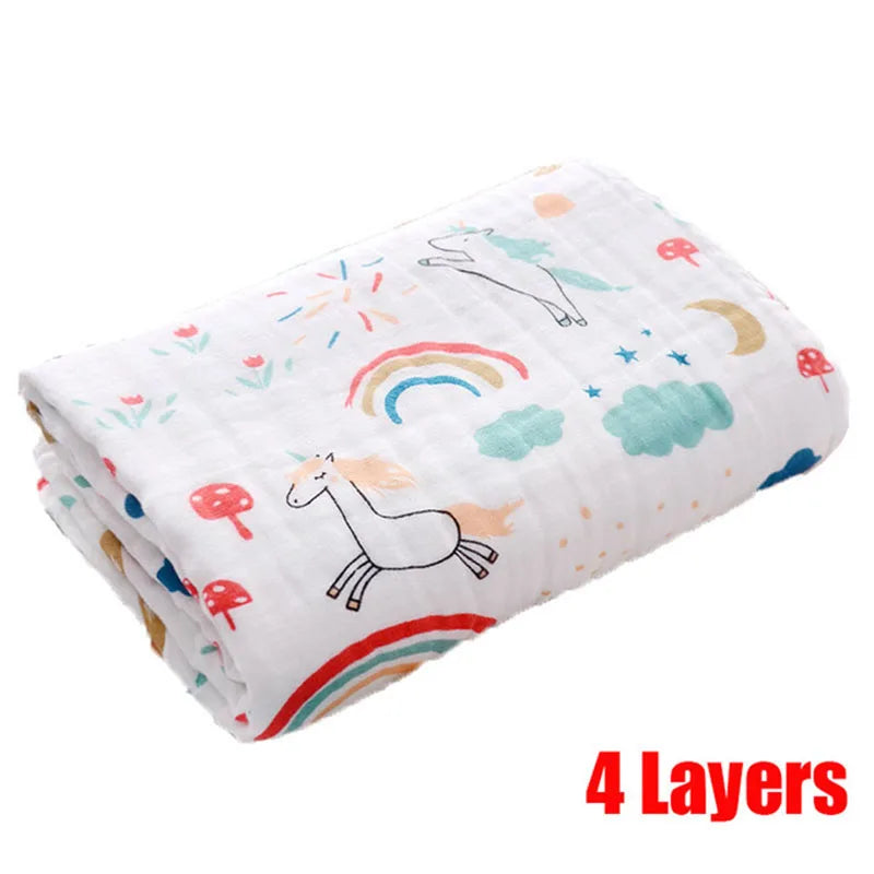 Baby Cotton Bath Towel 4-Layer Gauze Swaddle Blanket Newborn