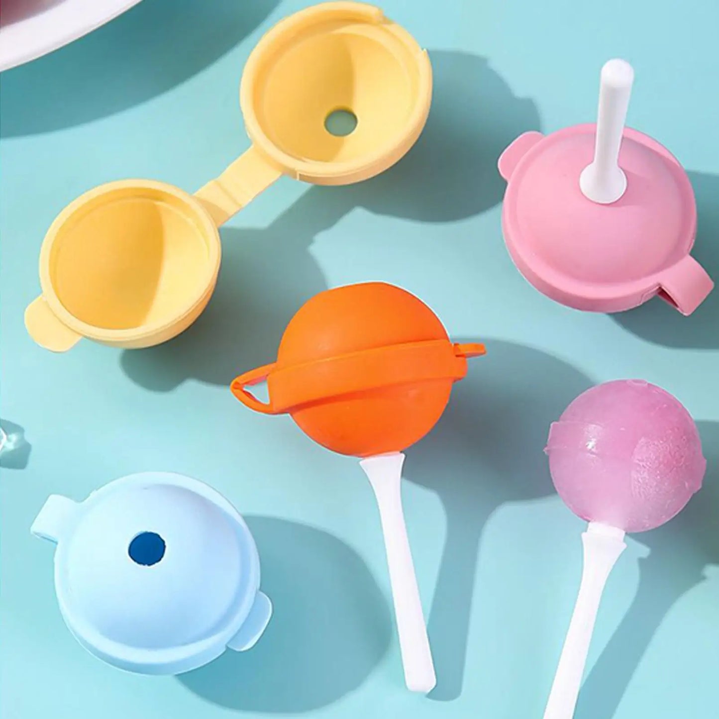 4Pcs Lollipop Shape Ice Molds For Kids Silicone Easy To Use Summer Cool Popsicles Ice Cream Make DIY Tools Ice Cube Molds Peaceful Pleasures Health and Wellness