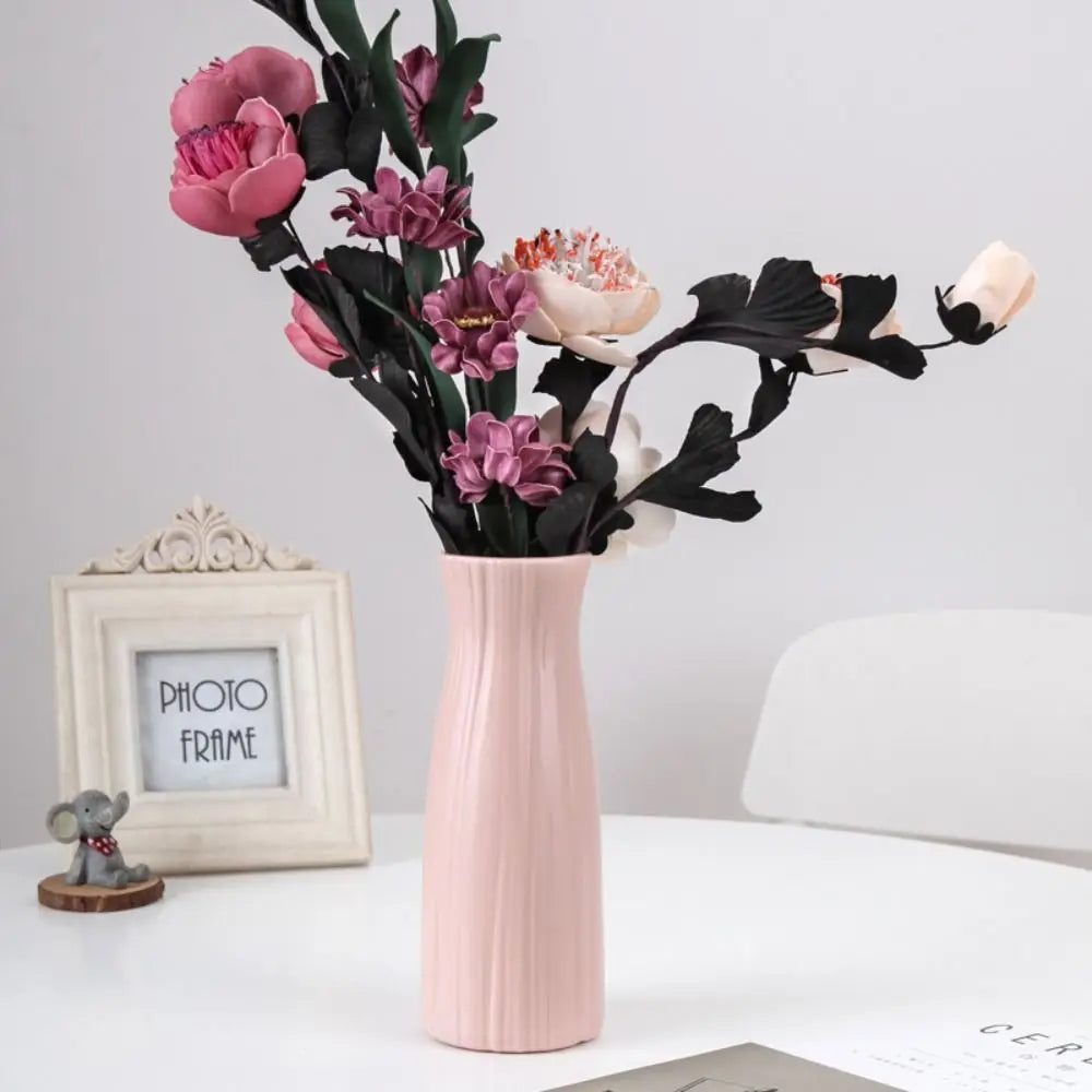 Nordic Plastic Flower Vase | Ceramic-Look Home Décor