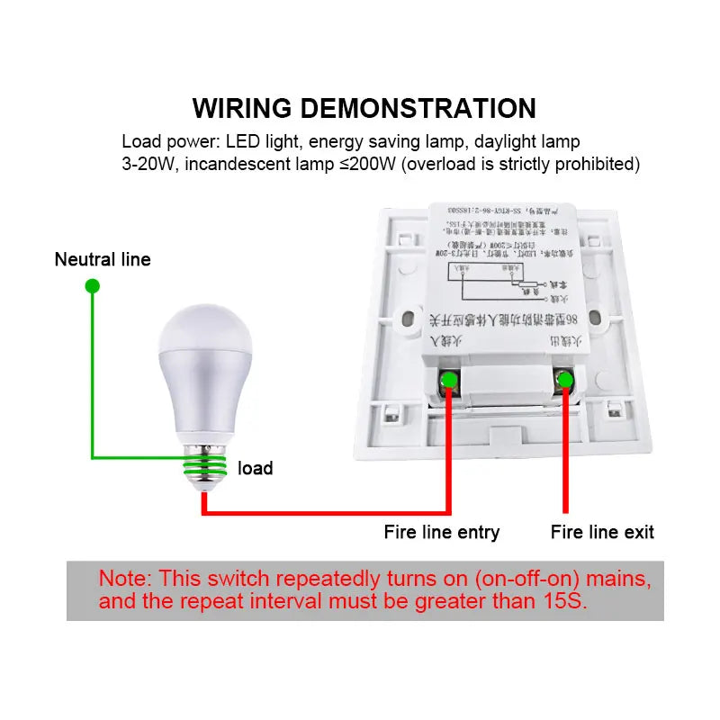 PIR Motion Sensor Switch AC110V-220V | Auto Infrared Light
