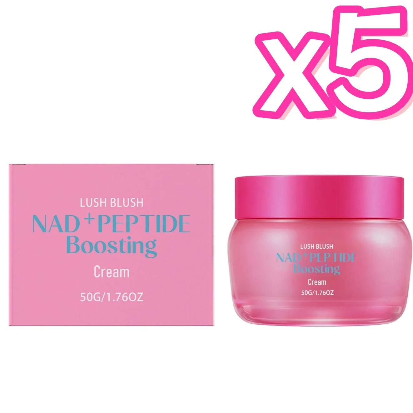 NAD+ Peptide Anti-Wrinkle Lifting Cream Peaceful Pleasures Health and Wellness 50g Boxed x 5