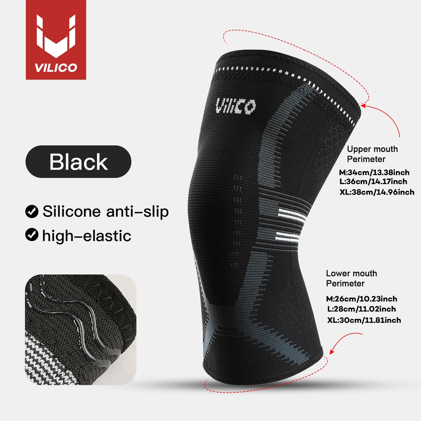 1 Pcs Compression Knee Support Sleeve Elastic Breathable Knee Pads Brace Springs Gym Sports Protector Basketball Volleyball Run Peaceful Pleasures Health and Wellness black 2 XL