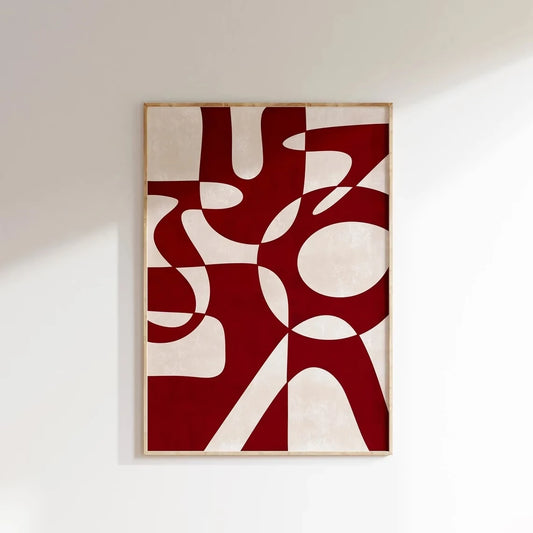 Modern,Retro Red Abstract Organic Shape Wall Art Print Canvas Painting Poster Picture For Bedroom,Living Room Home Decor Peaceful Pleasures Health and Wellness G3673 40x50cm Unframed