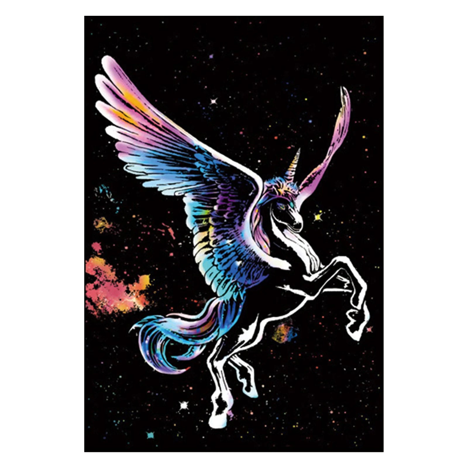 Animals Scratchboard Art 15.94x11.22 Inch with 3 Tools Rainbow Scratch Paper Foil Art for Adults Fun Creative Craft /Gifts/Decor Peaceful Pleasures Health and Wellness Unicon