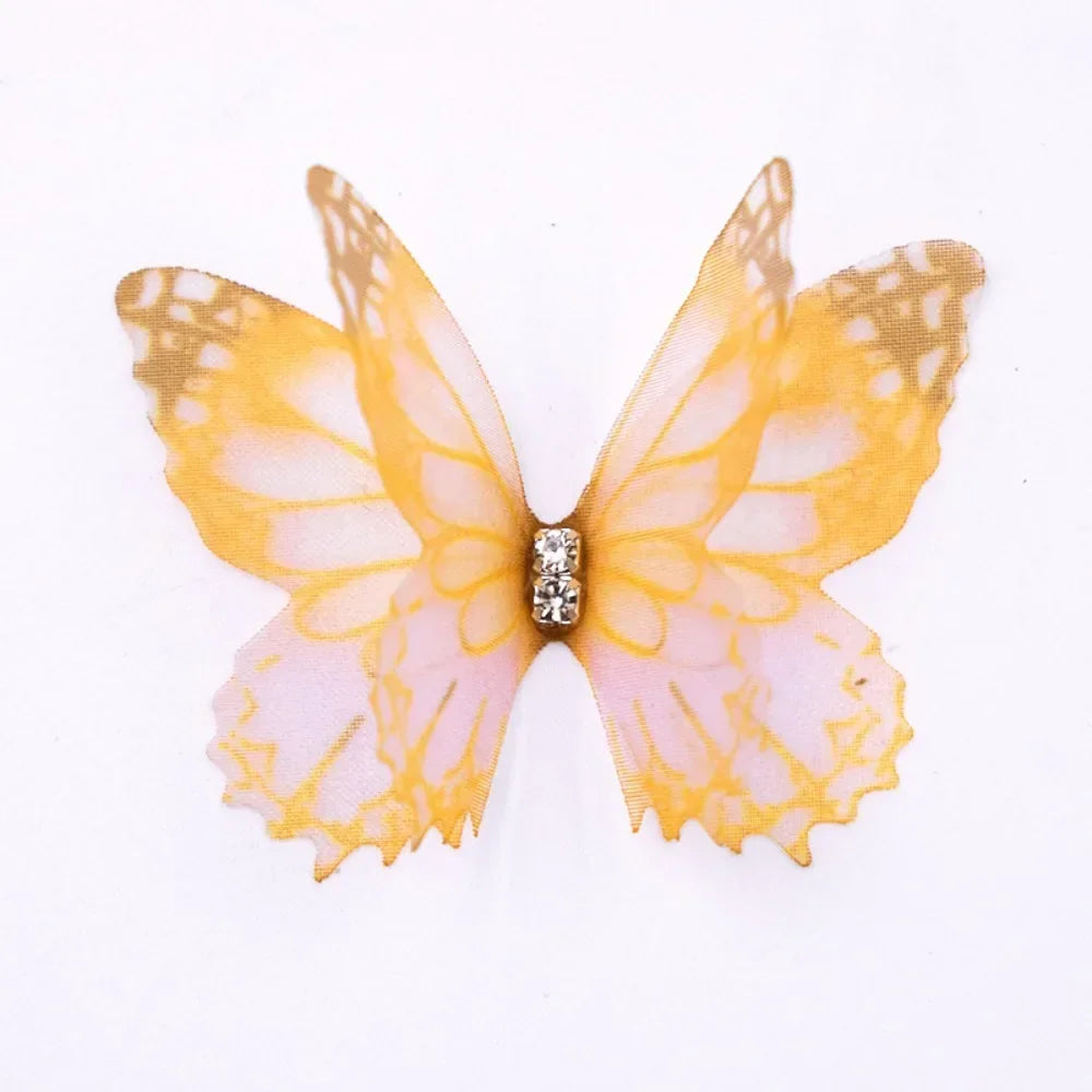 50Pcs 3D Organza Butterfly Appliqués – Gradient Mesh Patches
