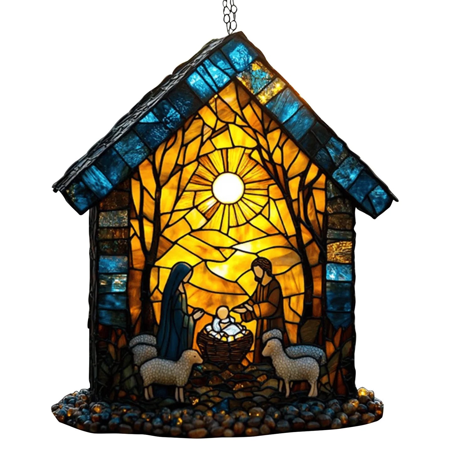 Nativity Scene Suncatcher – Stained Acrylic Window Ornament