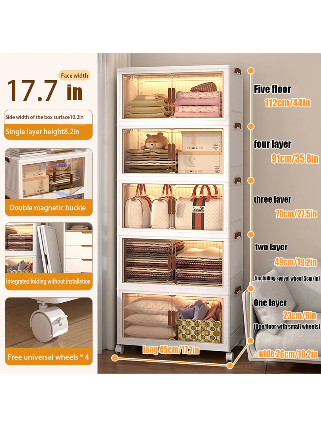 Stackable Storage Bins with Lids, Wheels & Folding Design Peaceful Pleasures Health and Wellness
