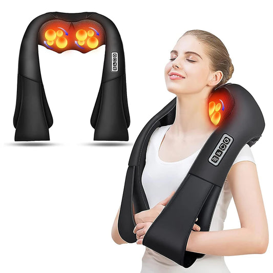 Back And Neck Massager, Back Massager Deep Tissue Kneading Massager Neck And Shoulder Massager With Heat Peaceful Pleasures Health and Wellness black EU Plug