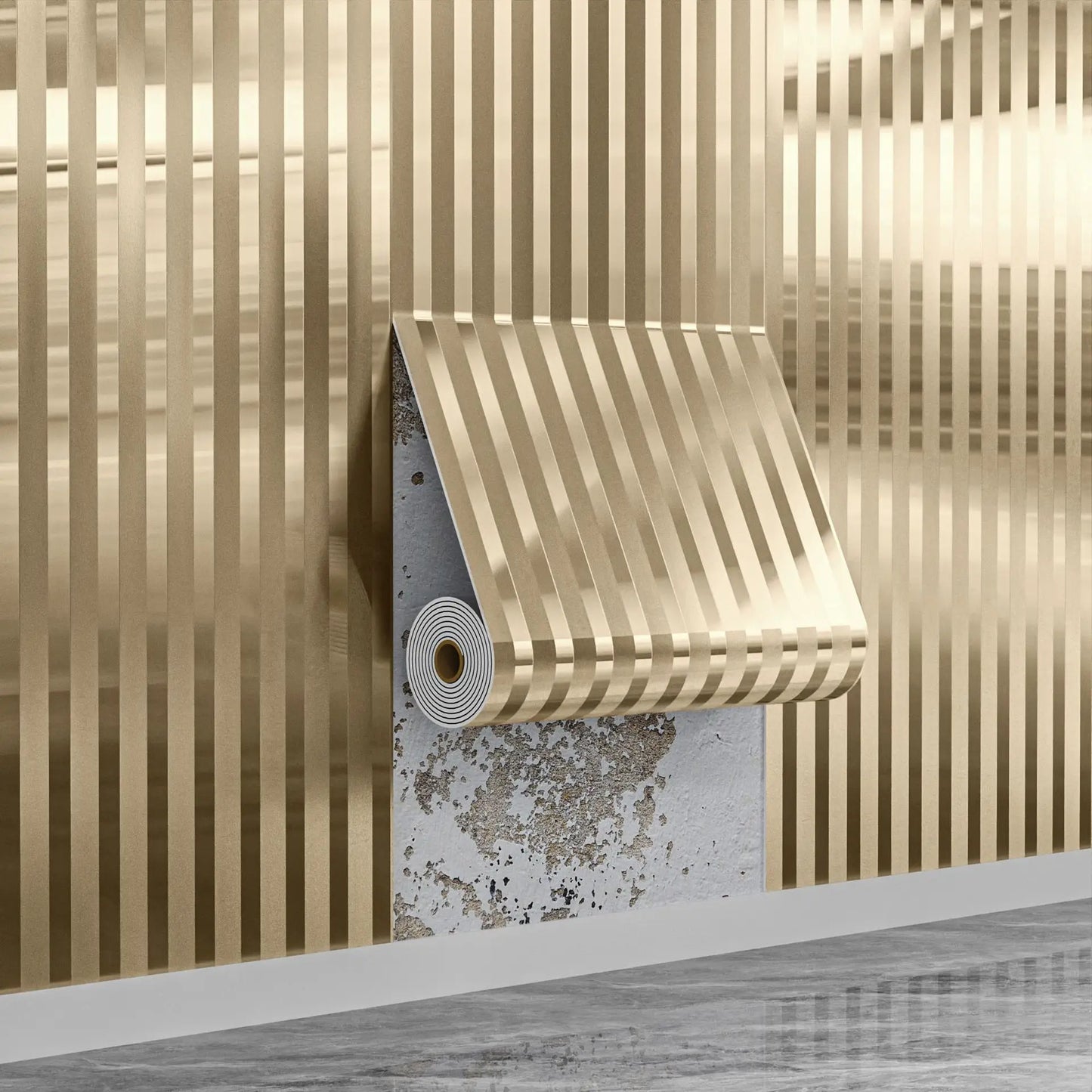 Metallic Grid Stripe Peel & Stick Wallpaper | Self-Adhesive PVC