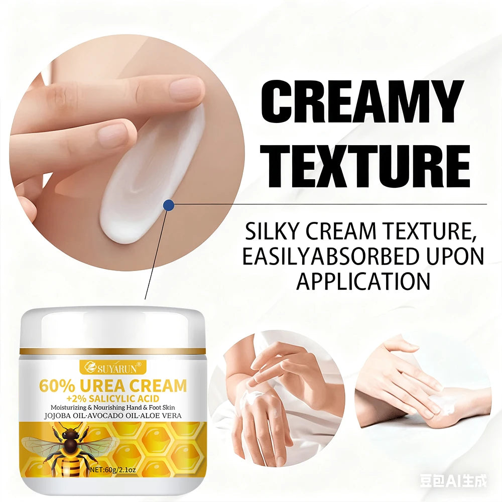 60% Urea & 2% Salicylic Acid Foot Cream for Cracked Heels - Exfoliating, Moisturizing, Hard Skin, Callus & Dead Skin Remover. Peaceful Pleasures Health and Wellness