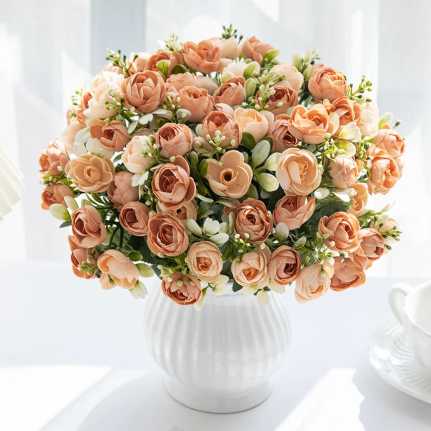 15-Head Silk Rose Bouquet | Wedding & Home Artificial Flowers