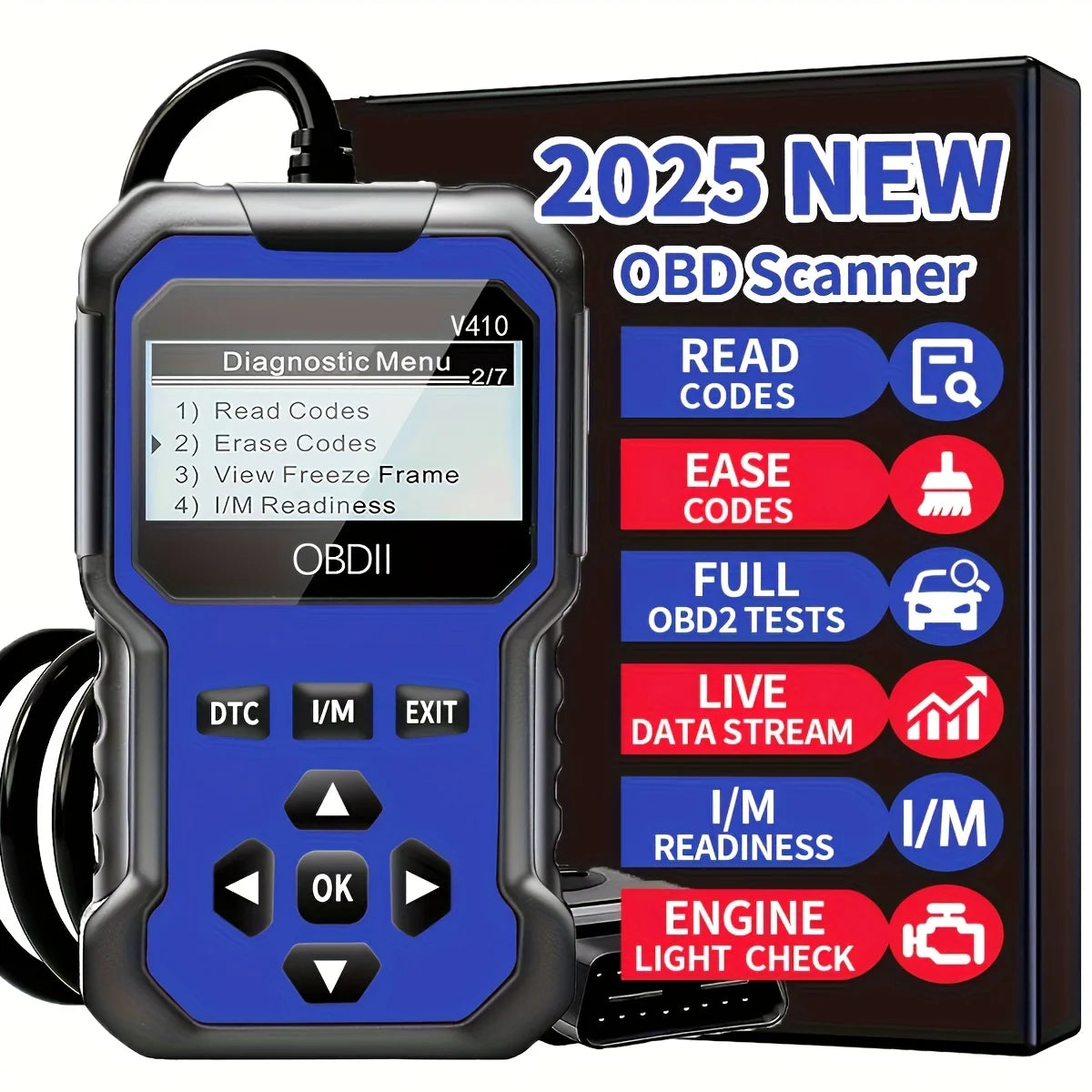 OBD2 Scanner – Read & Clear Engine Fault Codes (1996+) Peaceful Pleasures Health and Wellness Blue