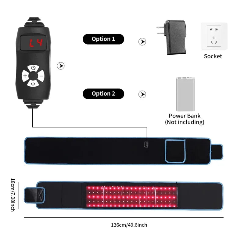 Red Light Belt 660nm 850nm Near Infrared Light Wrap Red Light Device for Body Relaxing Muscle Back Massager Peaceful Pleasures Health and Wellness
