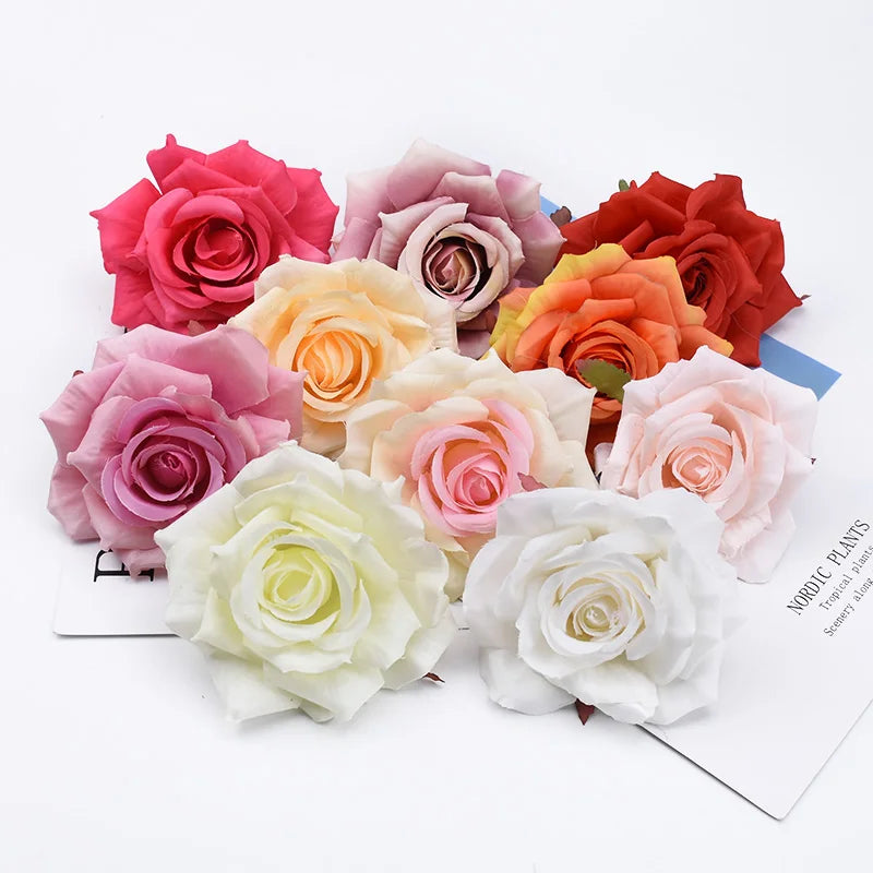 Artificial Silk Rose Flower Heads 5/10 Pcs – Wedding & Decor