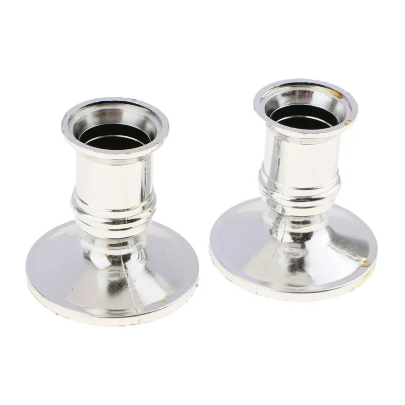 4-Pack Silver Taper Candle Holders | Classic Candlestick Base Set