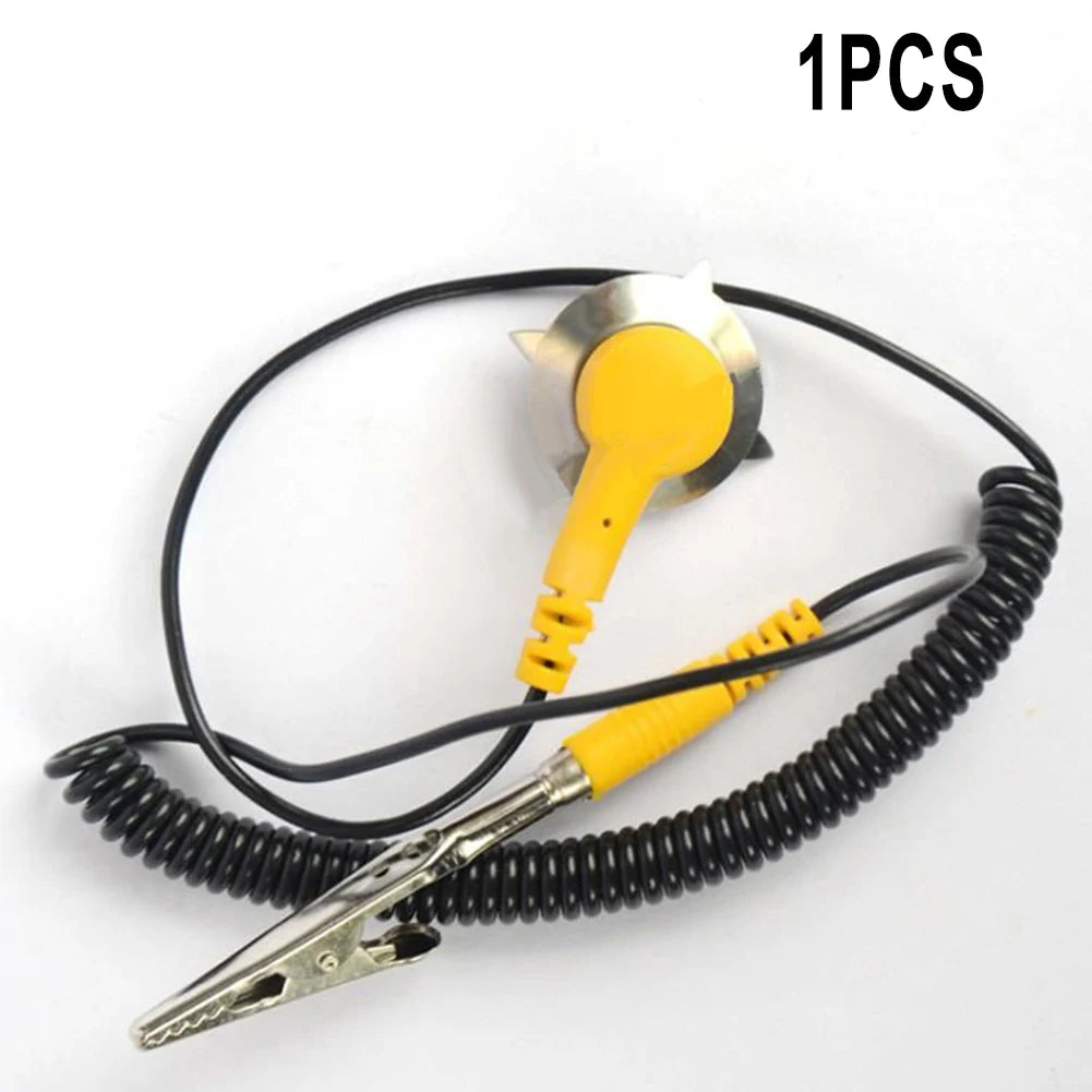 Anti-static ESD Grounding Cable Coiled Cord Alligator Clip Claw PU
