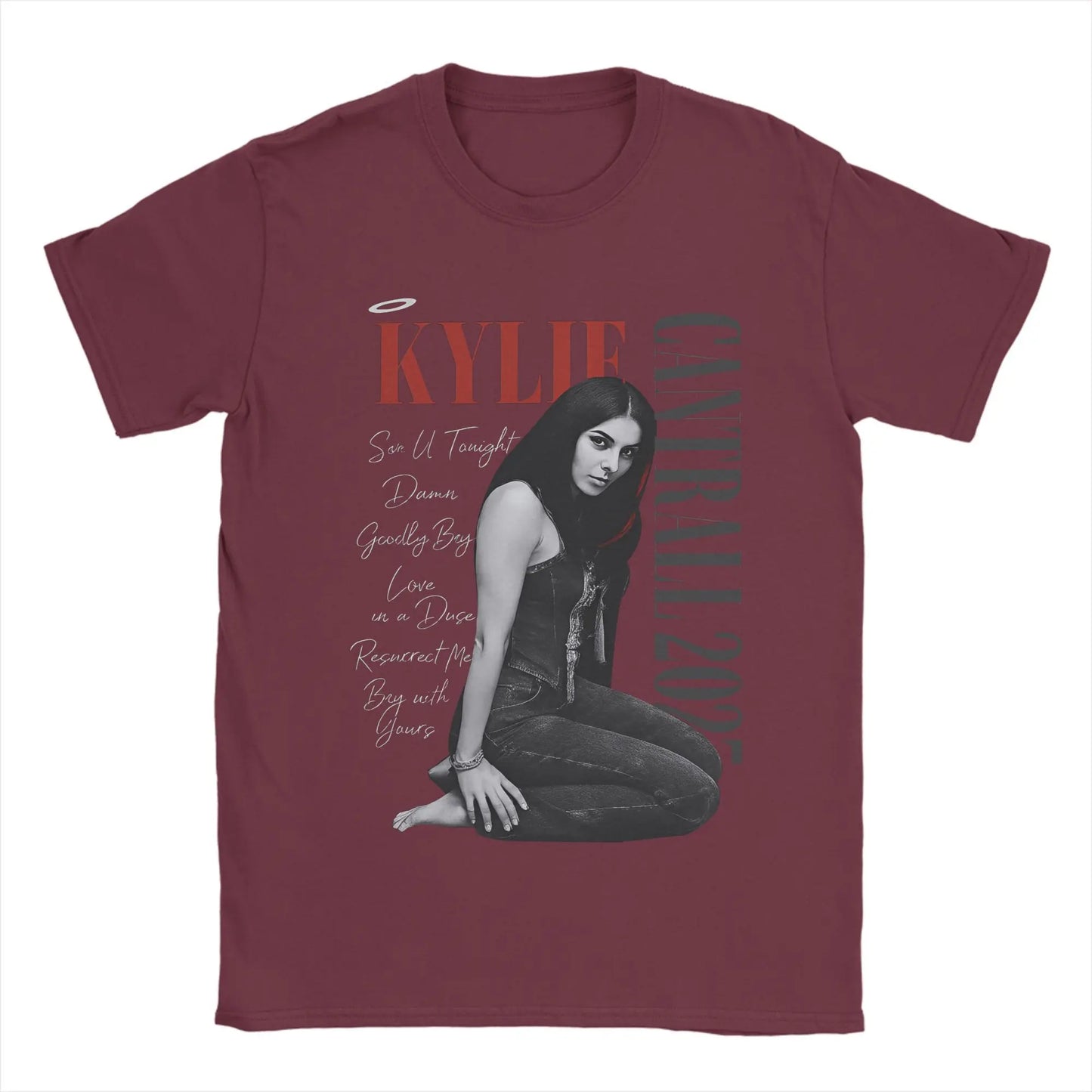 Men Kylie Cantrall T Shirts Collide Tour 2025 100% Cotton Clothing Hipster Short Sleeve Round Collar Tees Classic T-Shirt Peaceful Pleasures Health and Wellness Burgundy 4XL