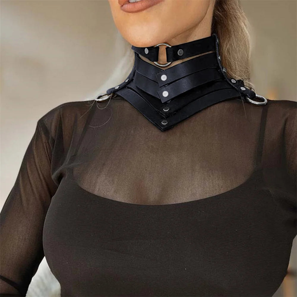 Black Sexy Trendy Rock Gothic Collar Necklaces Jewelry Leather Belt