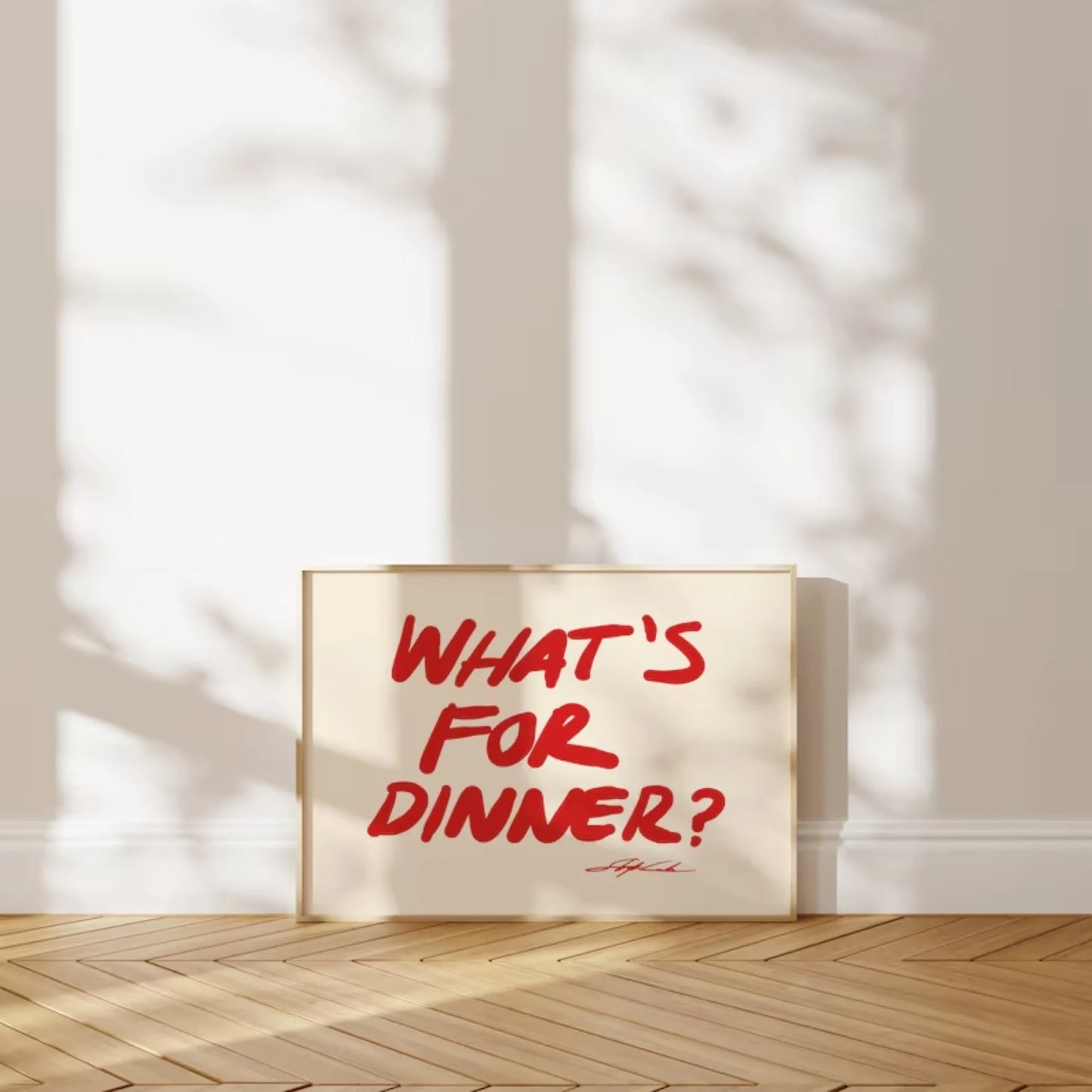 Red "What's For Dinner" Kitchen Canvas Wall Art Print