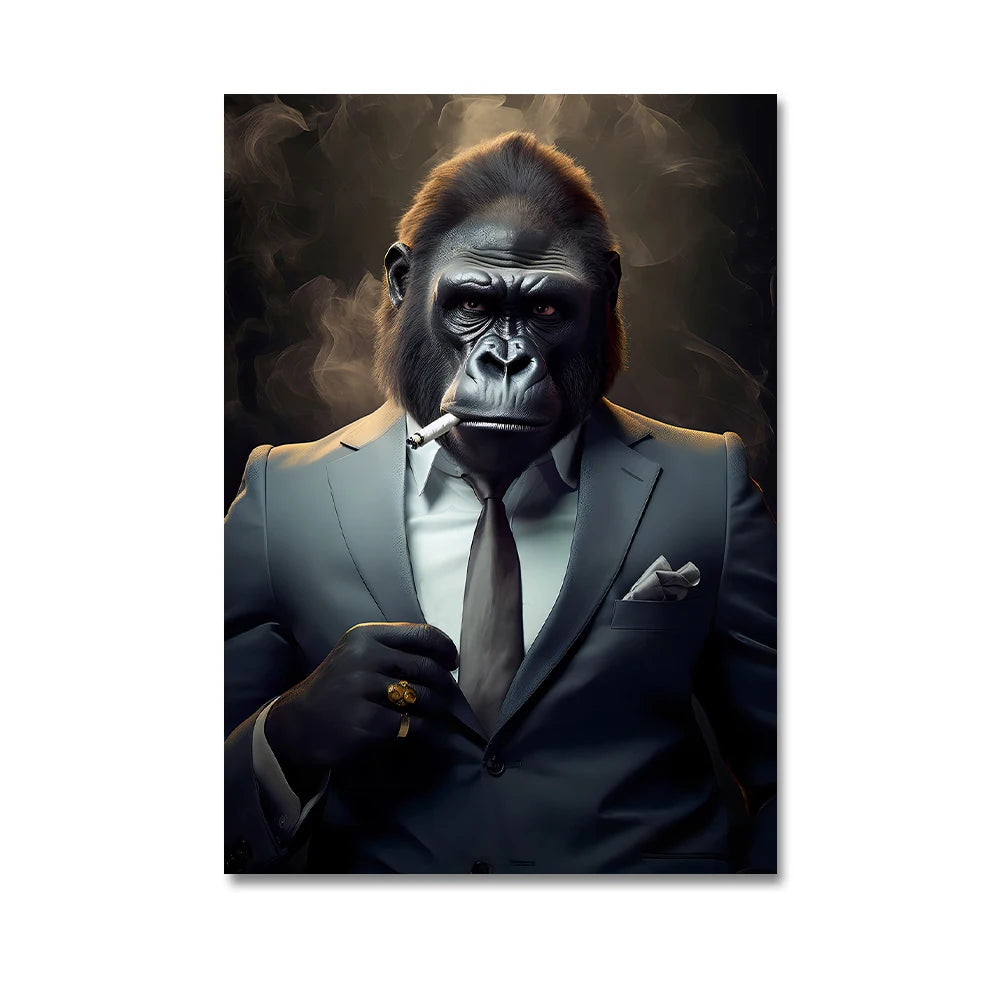 Nordic Gorilla Suit Abstract Canvas Wall Art | Modern Decor