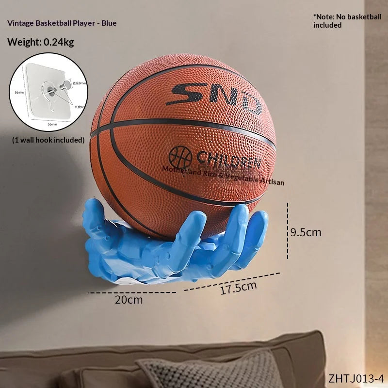 Hot Robotic Arm Basketball Rack Wall Mounted Basketball and Football Storage Rack Home Living Room Decoration Ornaments Peaceful Pleasures Health and Wellness Blue