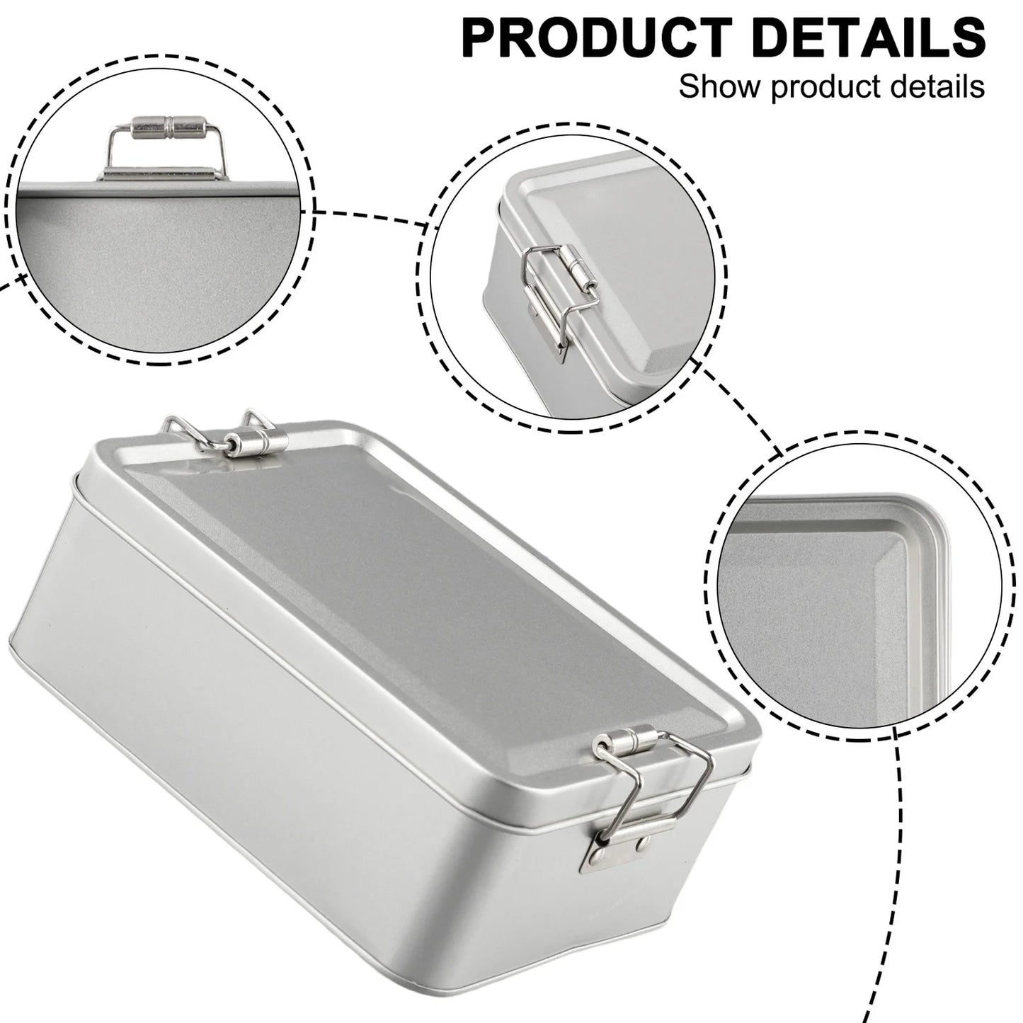 Tinplate Box Metal Storage Tins Tea Container Rectangular W Lids