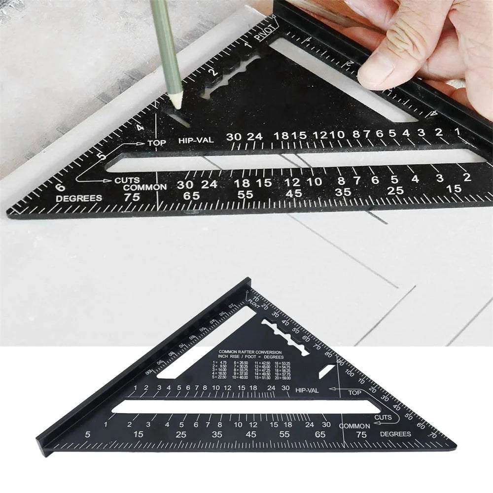 7" Aluminum Speed Square Triangle Ruler | Metric & Imperial