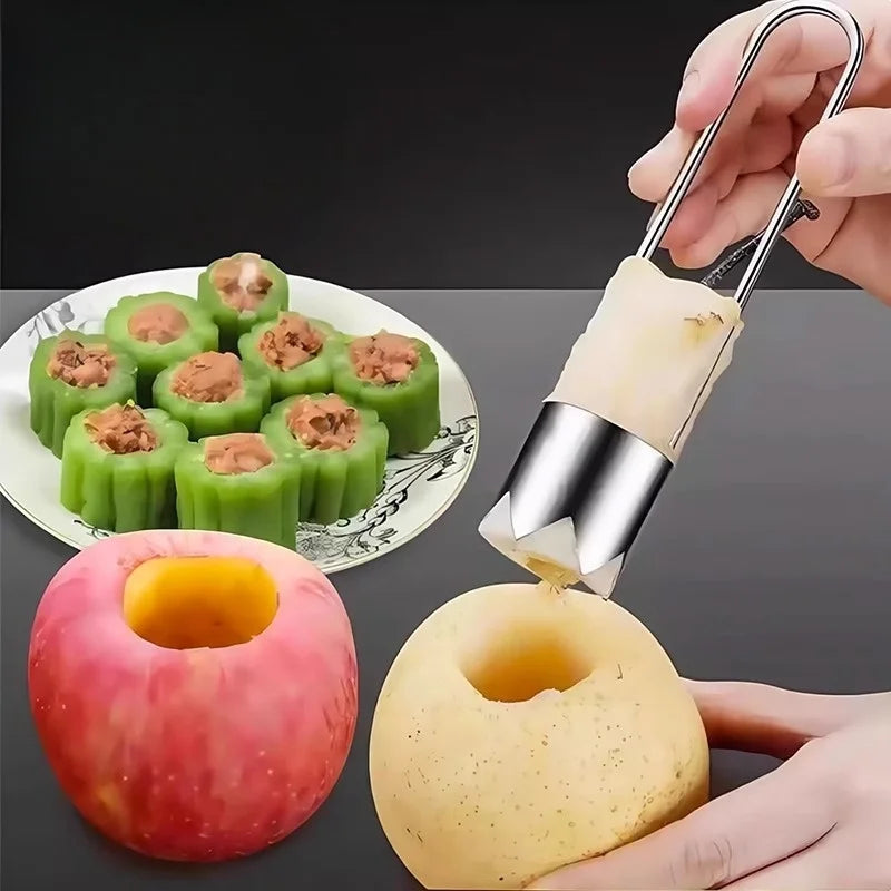 New Stainless Steel Fruit Core Remover Apple Pear Bell Peppers Pitter Extractor Tool Versatile Vegetable Core Puller Gadgets Peaceful Pleasures Health and Wellness
