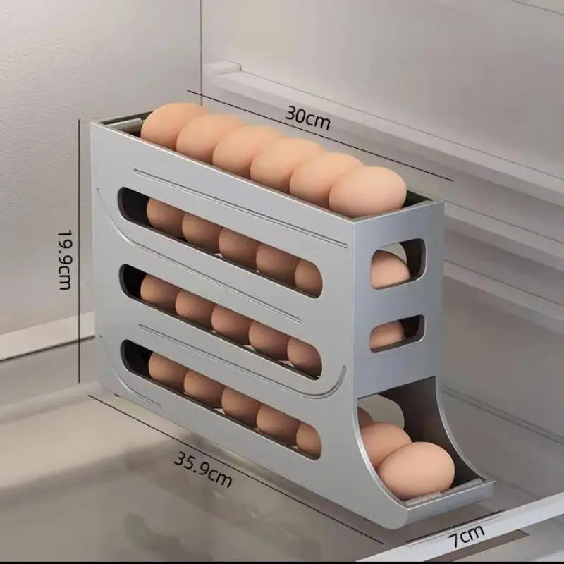 Refrigerator Eggs Storage Box Rolling Kitchen Container Rack Home