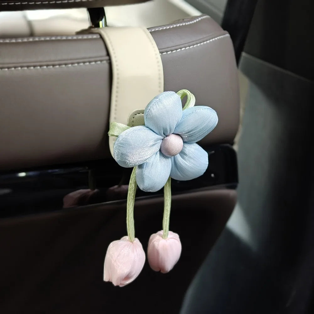 Tulip Flower Car Back Seat Hook | Decorative Leather Hanger