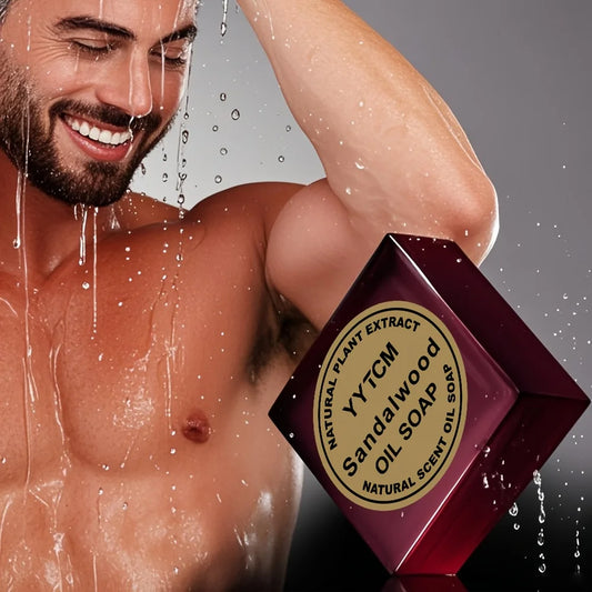 Sandalwood Soap, Men's Fragrance Soap, Long-Lasting Light Fragrance, Bath, Hand-Washing, Face-Washing Soap, Gentle Skin Care, Gift-Giving, Personal Use 65G/Piece Peaceful Pleasures Health and Wellness