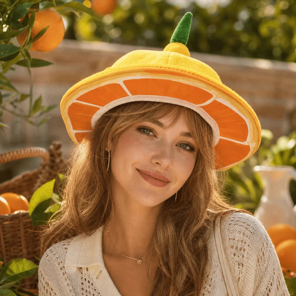 Funny Orange Fruit Bucket Hat | Unisex Novelty Party Cap