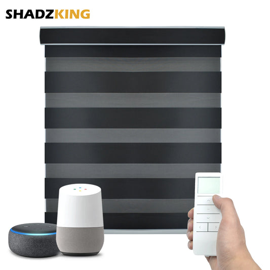 Motorized Zebra Blinds – Day & Night Custom Roller Shades Motorized Roller Blinds Peaceful Pleasures Health and Wellness