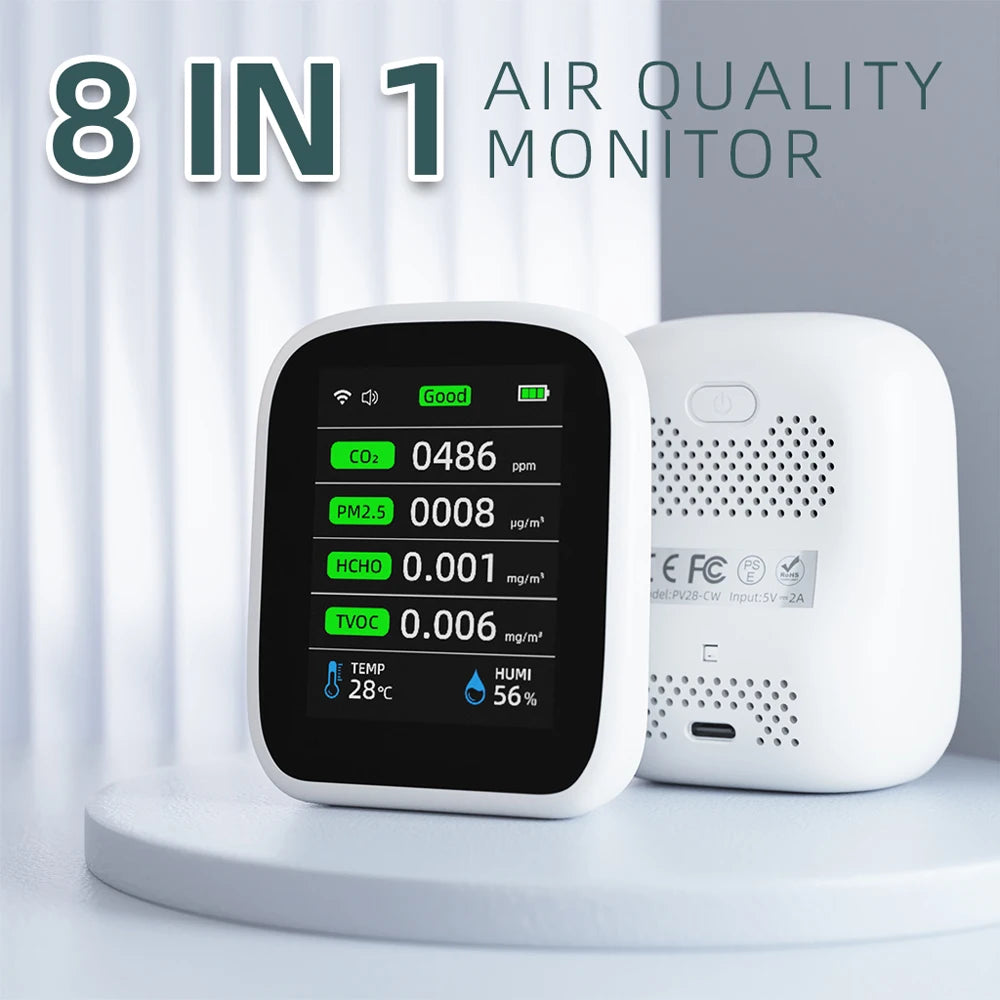 Portable LCD Air Meter 1 8 in1 Wifi PM1 0 PM2 5 PM10 CO2 TVOC HCHO