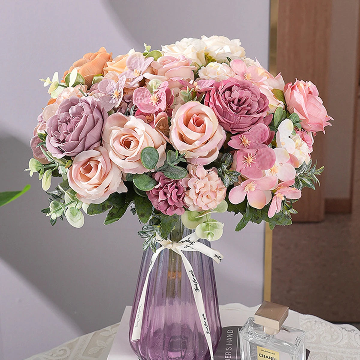Silk Peony Rose Hydrangea Artificial Flower Bouquet | Wedding Decor