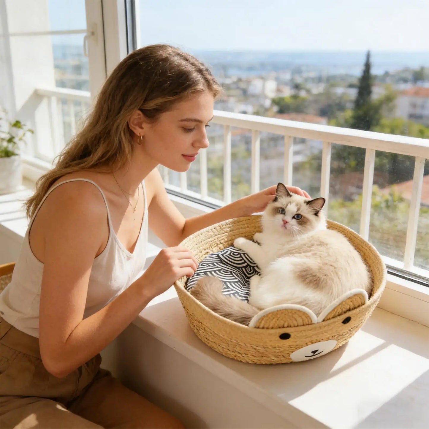 Woven Washable Indoor Cat House – Sleeping Nest for Cats