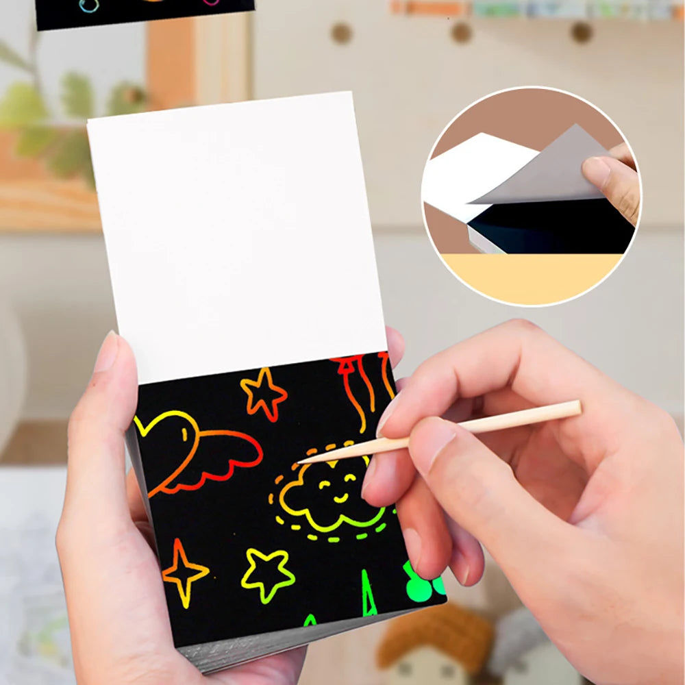 100 Sheets Scratch Paper Colorful Graffiti Student Drawing Sandpaper