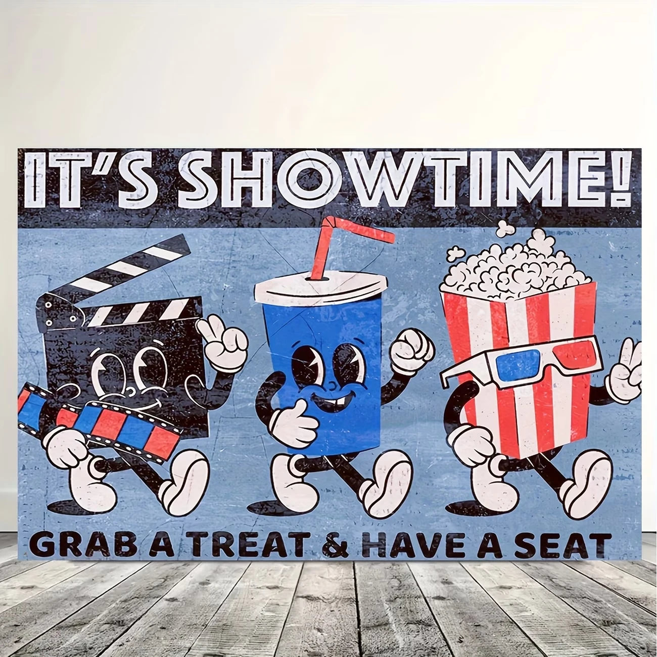 Retro Movie Night Soda & Snacks Canvas Wall Art Poster