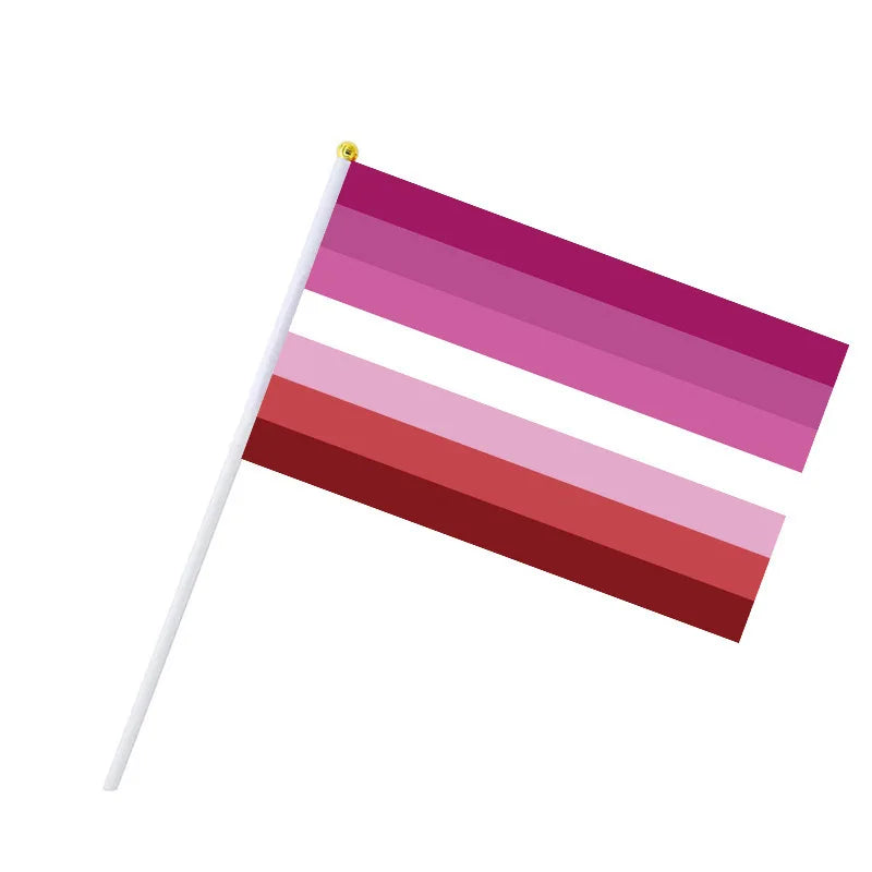Mini Rainbow Hand Flags Sticks 14x21cm Pride Parade Celebration Party