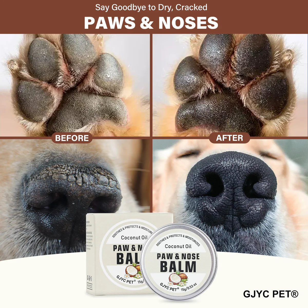 Coconut Scent Dog Nose And Paw Balm | Natural Pet Paw Cream For Cats Dogs | Paw Protector Moisturizer Cracked Feet Repair Peaceful Pleasures Health and Wellness