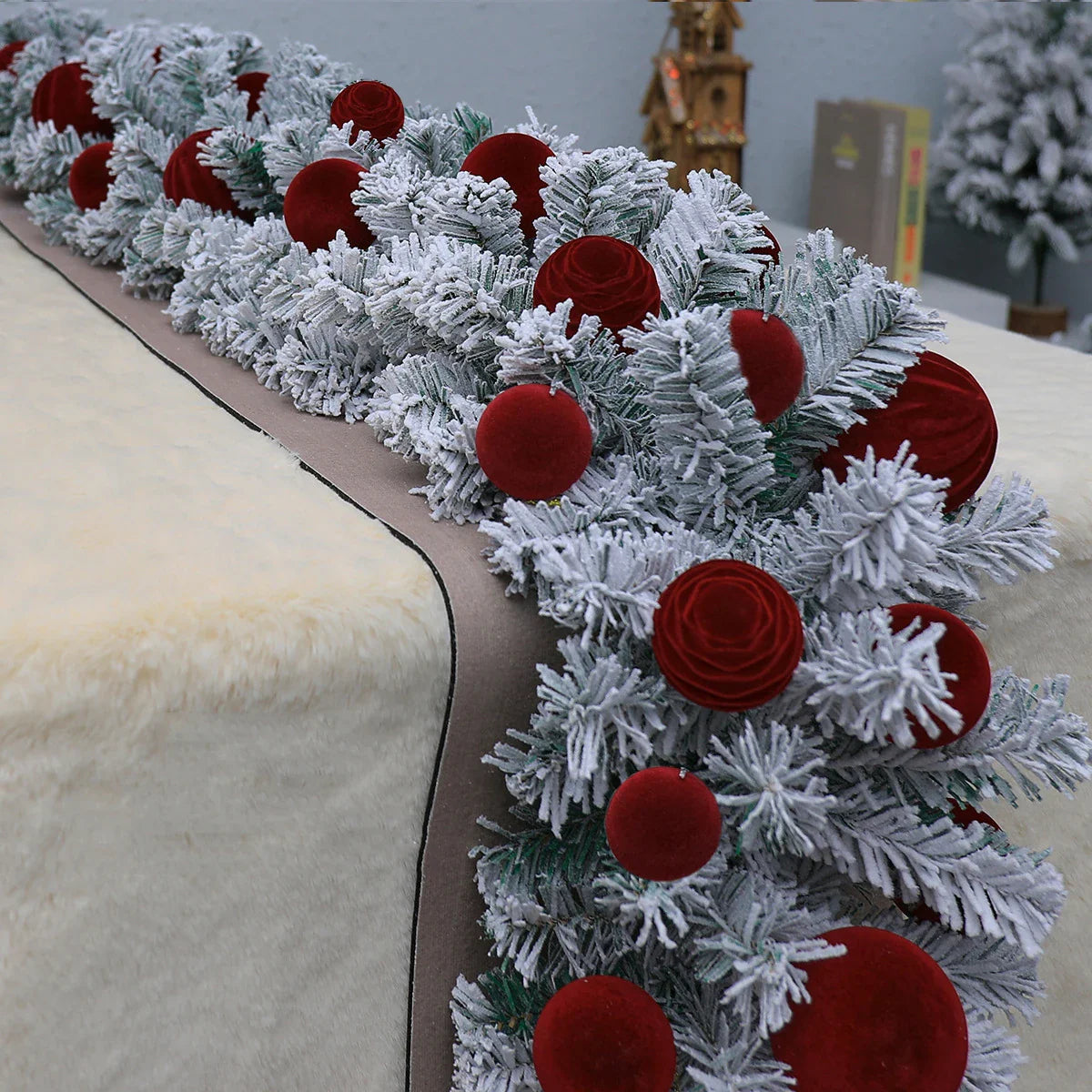 Lifelike Christmas Rattan Garland | Snowfall Holiday Decoration