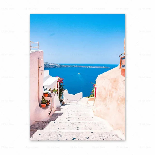 1PC Santorini Greece Island and The Aegean Sea Landscape Print Art Canvas Poster For Living Room Decoration Home Wall Framele Peaceful Pleasures Health and Wellness 1 30x40cm Unframed