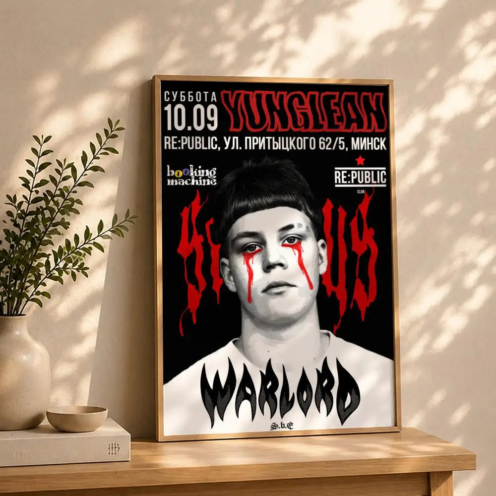 Rapper Y-Yung LeanS Poster HD Self Adhesive Waterproof Wall Art Ideal for Home Office Dorm Bedroom Great Gift Peaceful Pleasures Health and Wellness White13 30X40cmNoframe