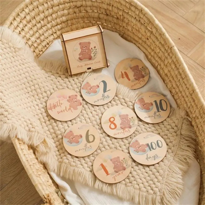 Bear Baby Milestone Cards | Newborn Growth Photo Card Set