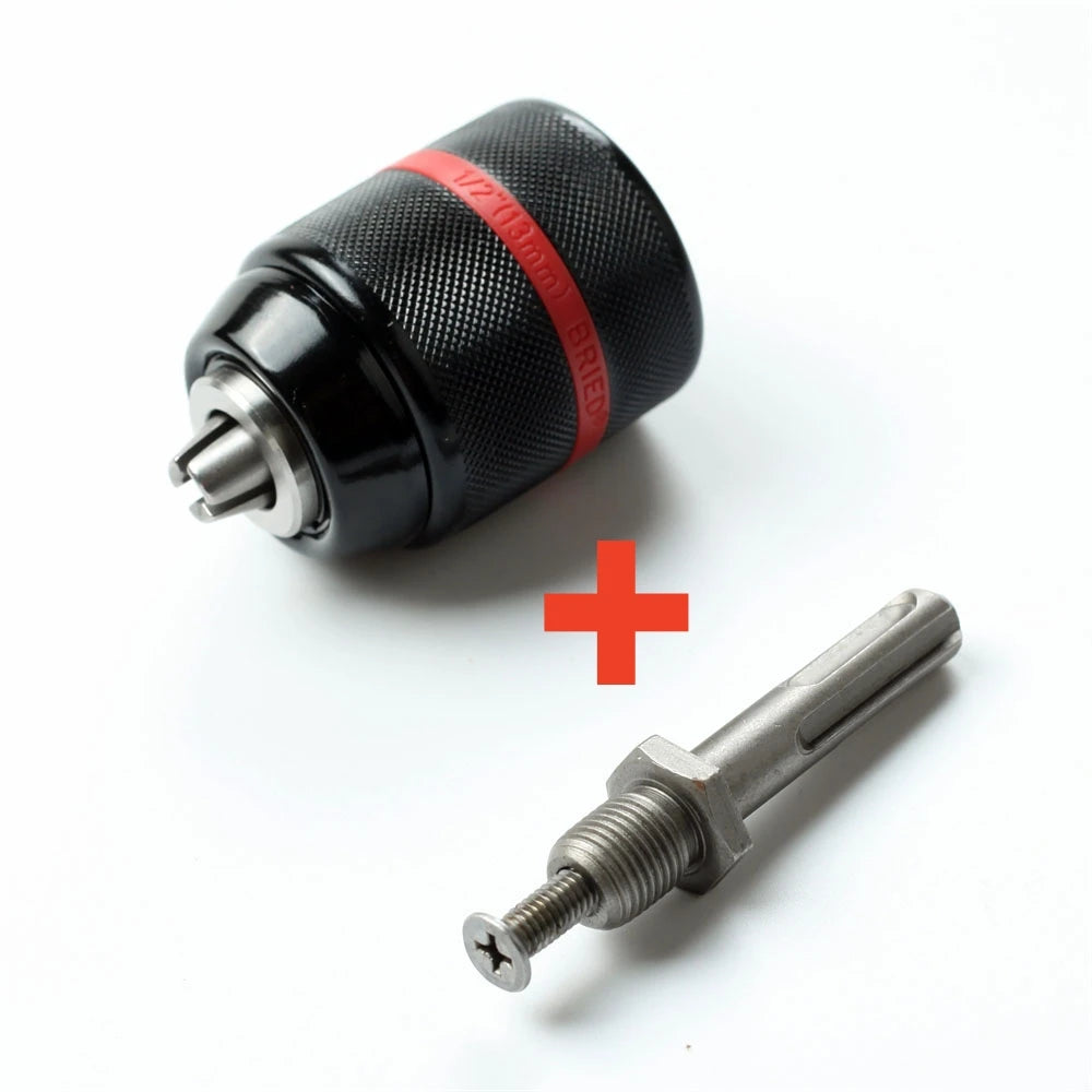 Keyless Drill Chuck 1/2-20UNF 2–13mm Self-Tightening 3-Jaw Peaceful Pleasures Health and Wellness Chuck and SDS Plus