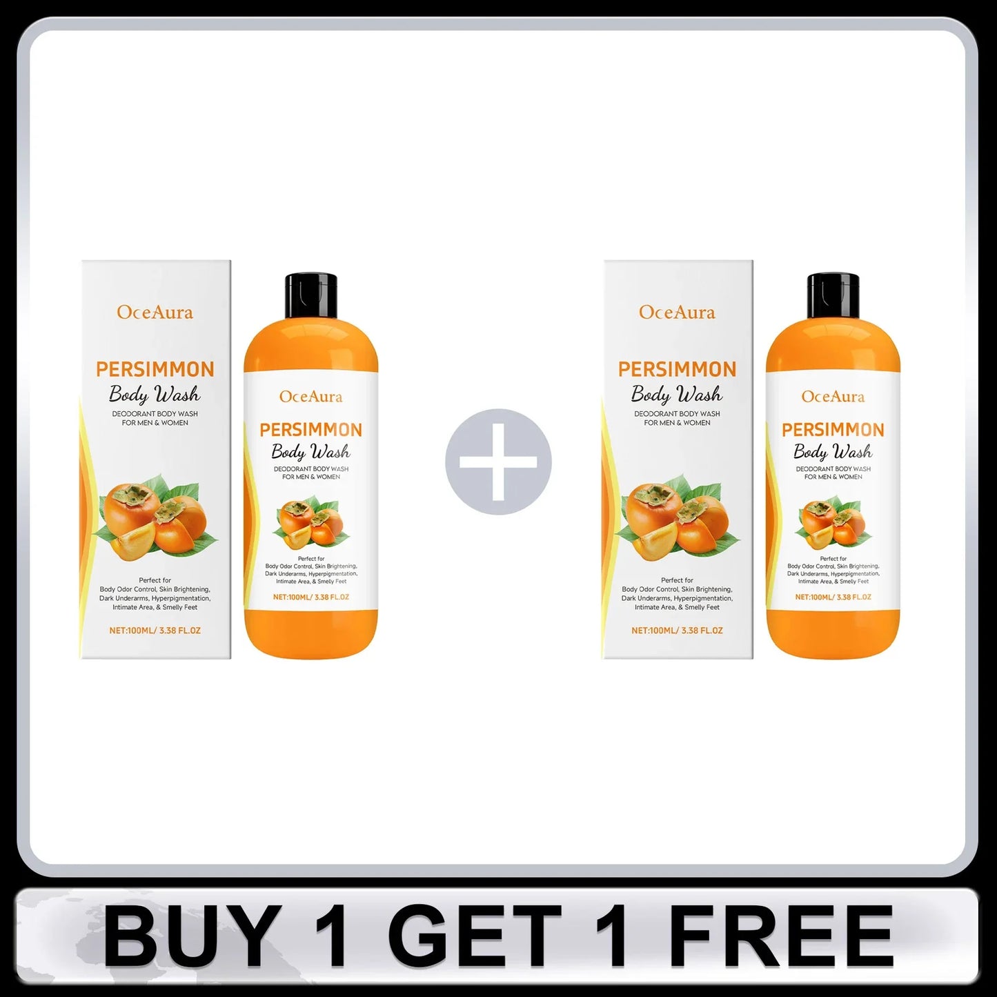 OceAura Persimmon Body Wash | Exfoliating Shower Gel 100ml