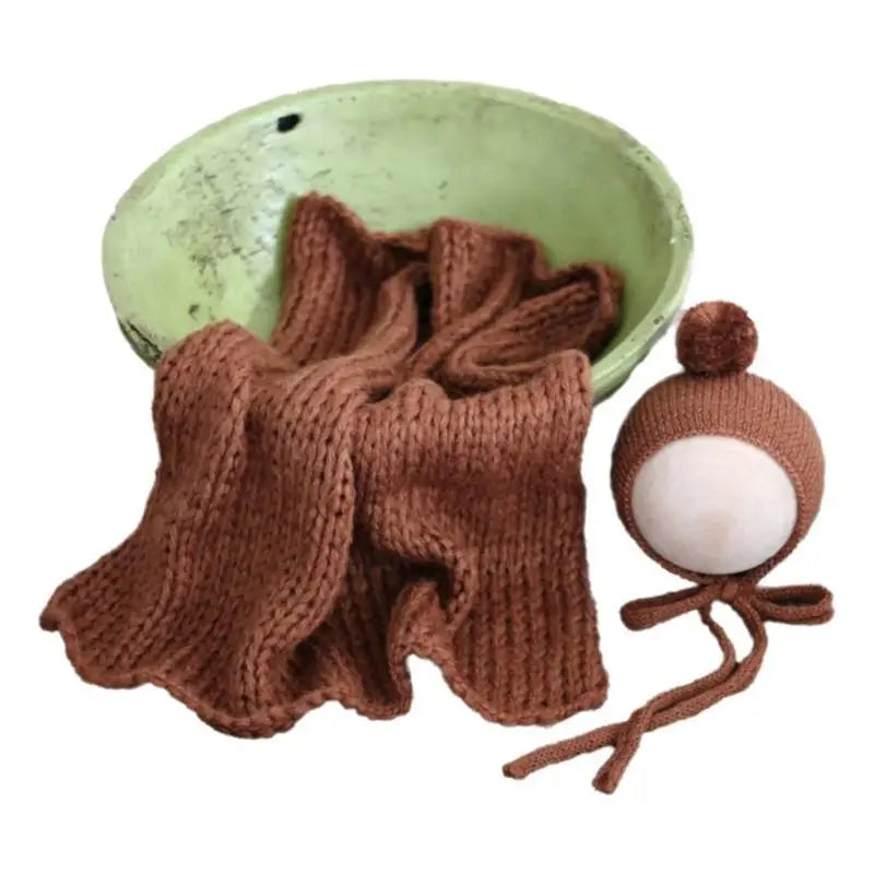 Newborn Photography Props – Mohair Hat & Wrap Blanket Set