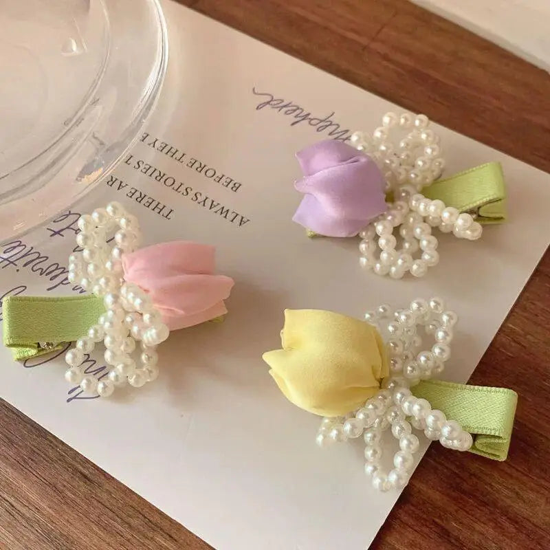 Tulip Pearl Hair Clips for Women & Girls – Set of 2