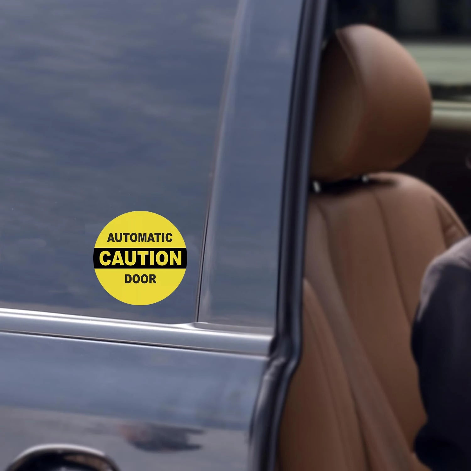 2pack Caution Automatic Door sticker decal business window safety 5x5in Peaceful Pleasures Health and Wellness